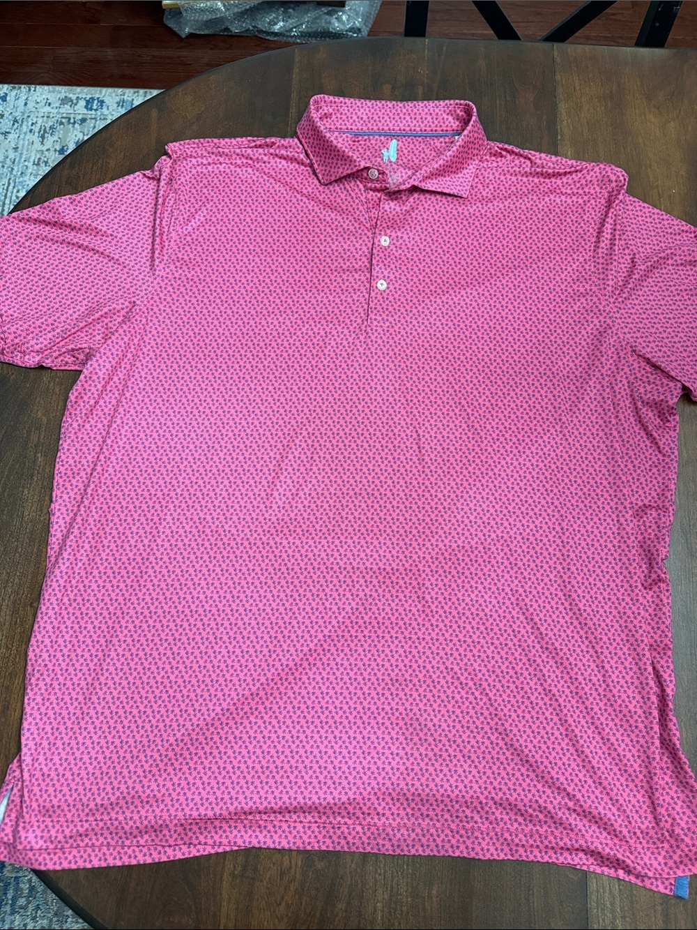johnnie-O Pink Micro-Pattern Golf Polo